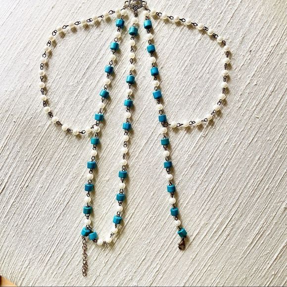 HANDMADE HEADPIECE CROWN BLUE, PEARL - Picture 7 of 8